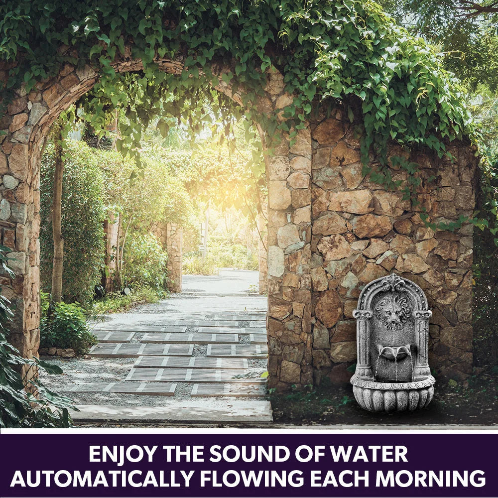 PROTEGE Lion Head Solar Powered Water Feature Fountain