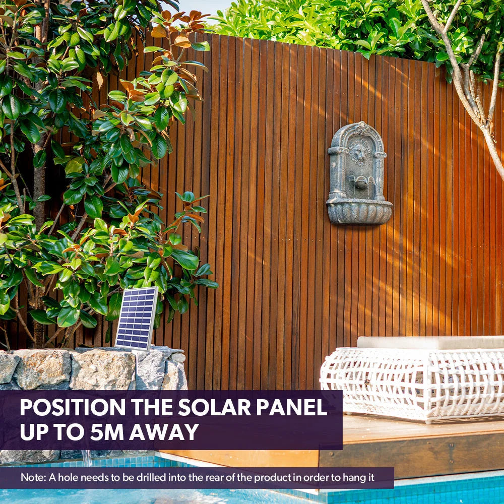PROTEGE Lion Head Solar Powered Water Feature Fountain