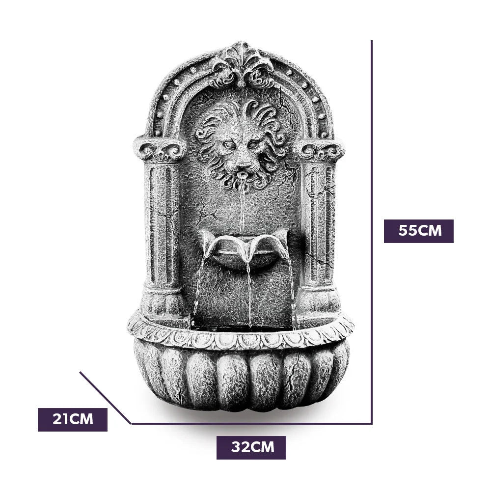 PROTEGE Lion Head Solar Powered Water Feature Fountain