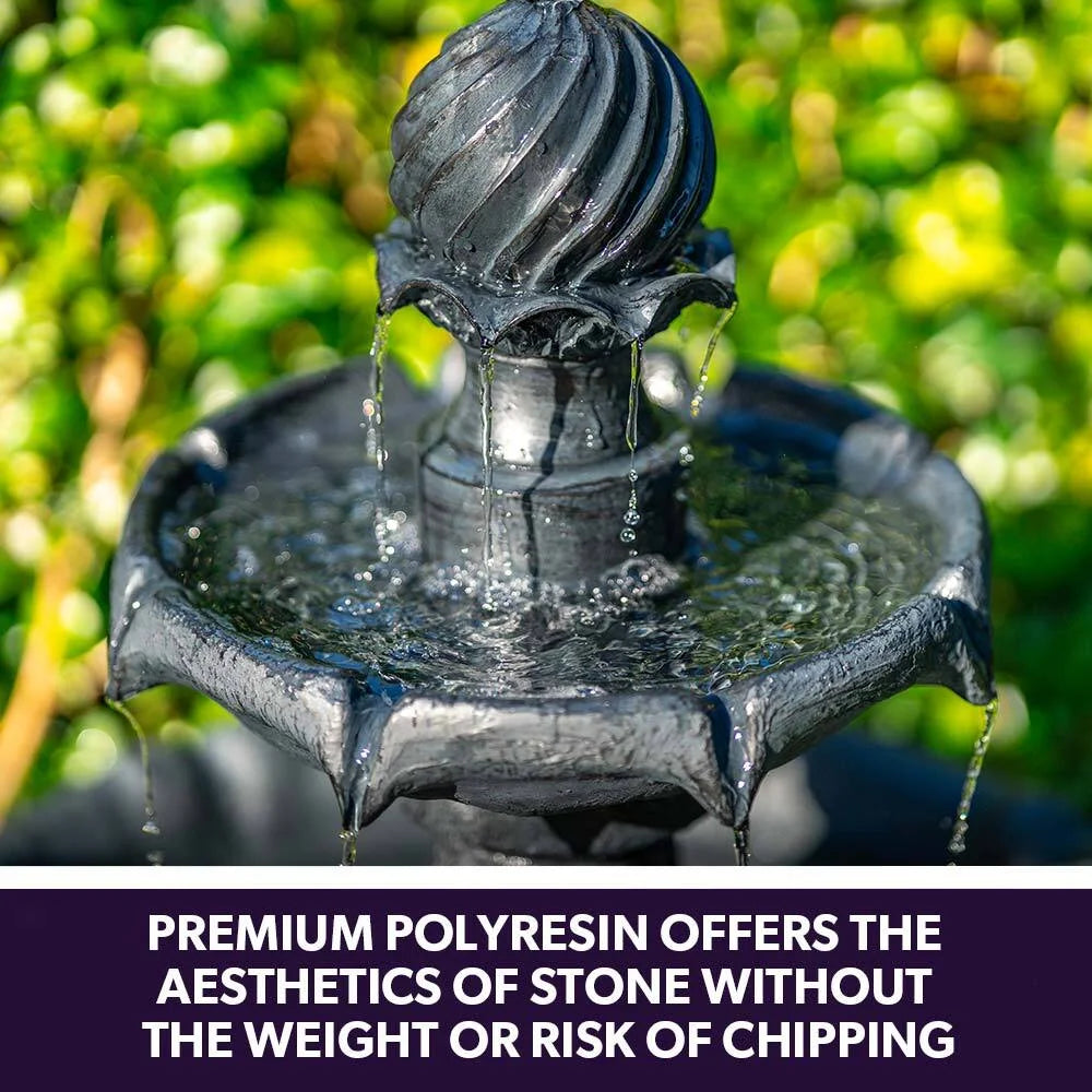 PROTEGE Water Fountain Solar Powered 3 Tiered Battery
