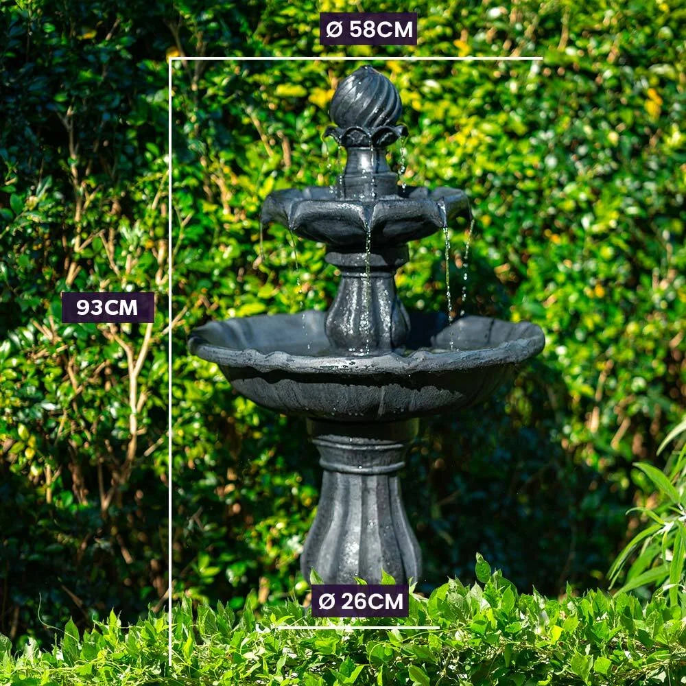 PROTEGE Water Fountain Solar Powered 3 Tiered Battery