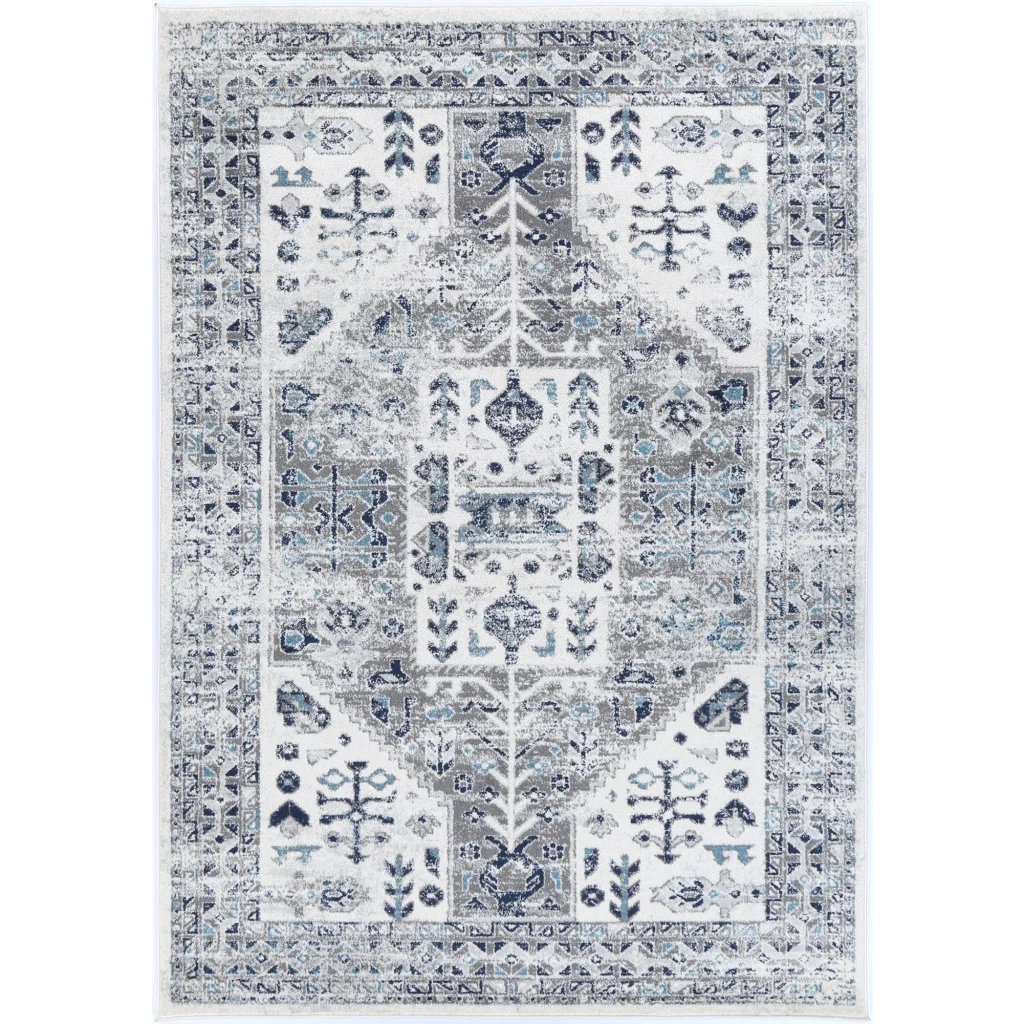 Provence PROV14 Cream/Grey Rug - 240x330 - Home & Garden