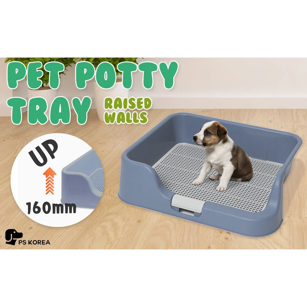 PS KOREA Blue Dog Pet Potty Tray Training Toilet Raised