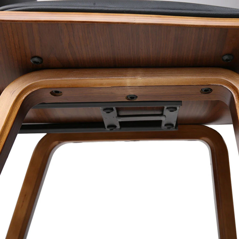 PU Leather Bar Stools (Set of 2) Circular Footrest Black