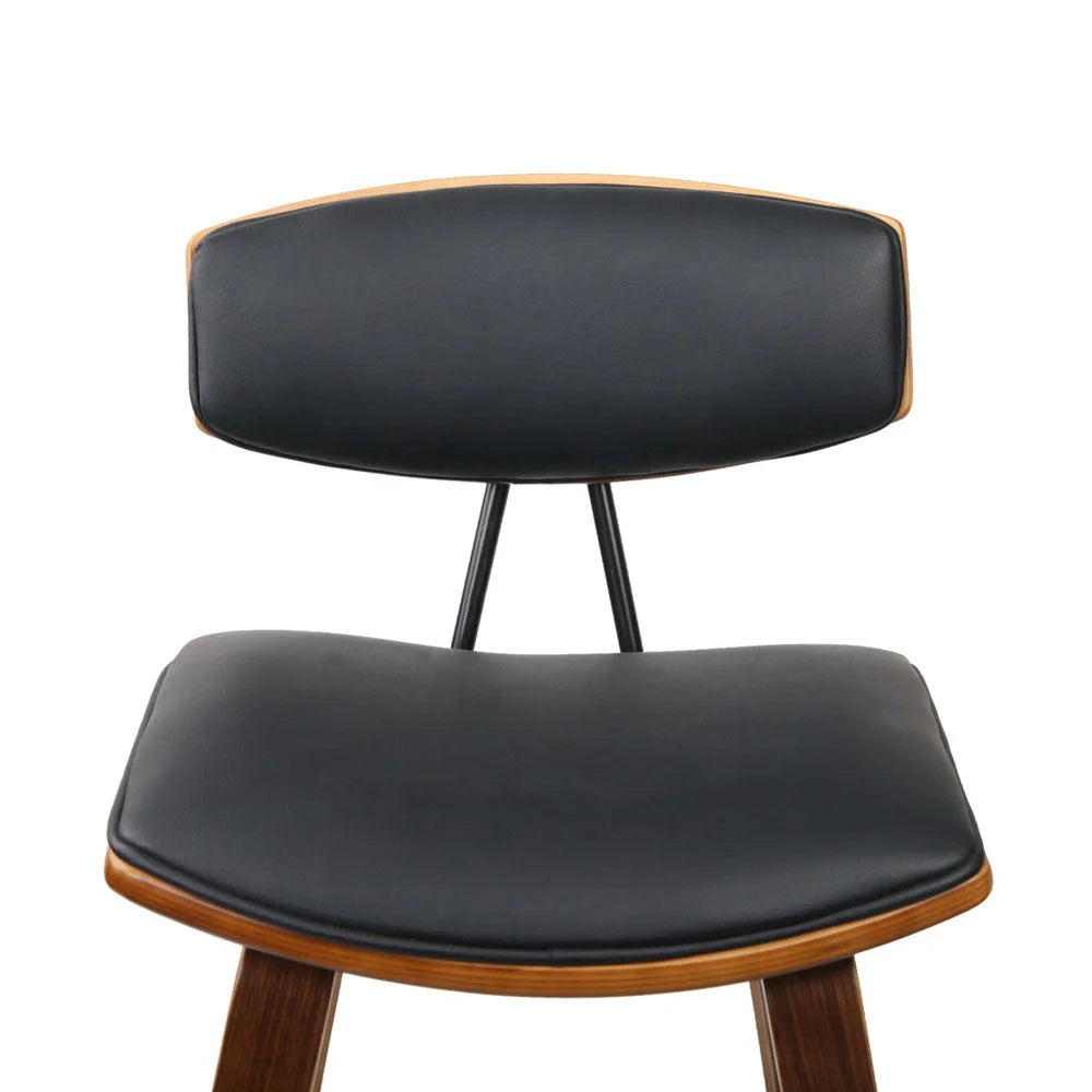 PU Leather Bar Stools (Set of 2) Circular Footrest Black