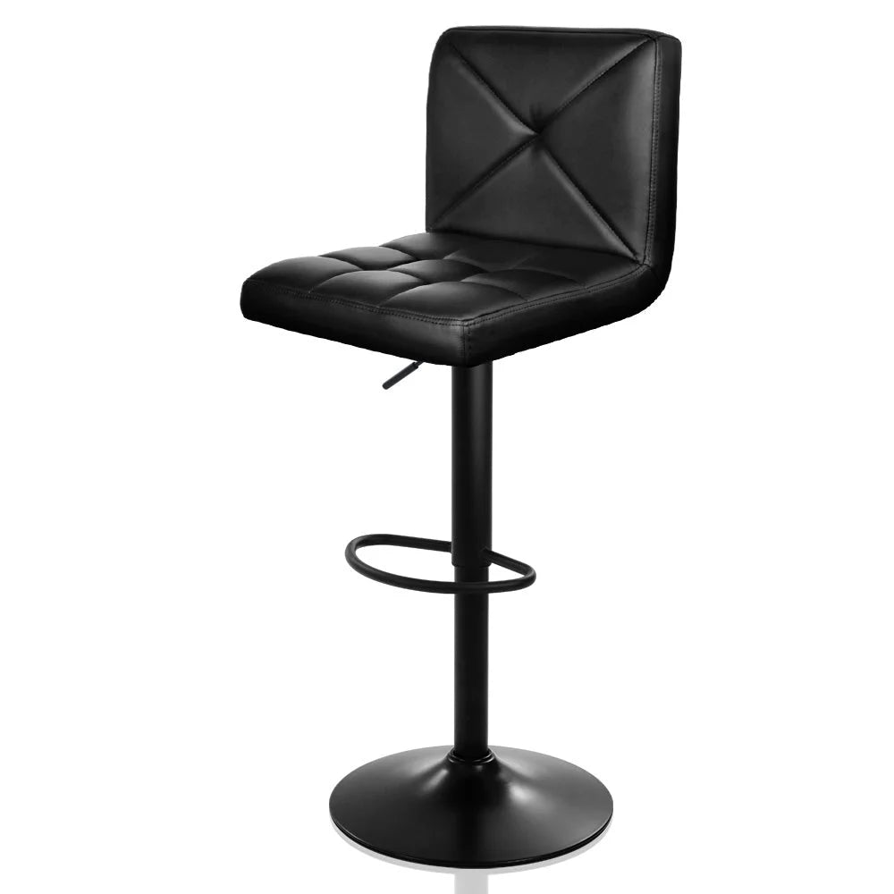 Set of two black PU leather gas lift bar stools