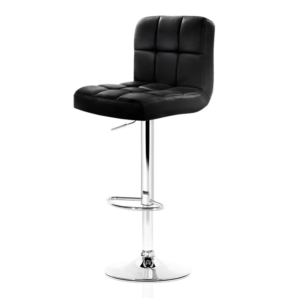 Set of two black PU leather gas lift bar stools