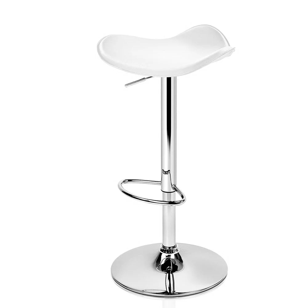 PU Leather Bar Stools (Set of 2) Gas Lift White/Chrome
