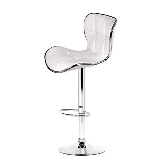PU Leather Bar Stools (Set of 2) Patterned White/Chrome