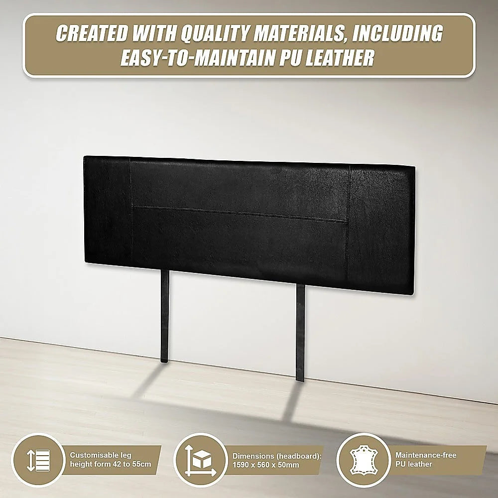 PU Leather Bed Headboard Bedhead Queen - Black - Bedroom