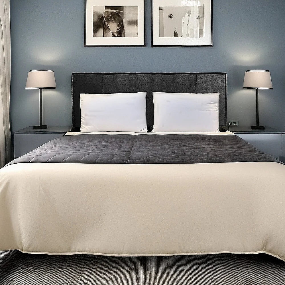 PU Leather Bed Headboard Bedhead Queen - Black - Bedroom