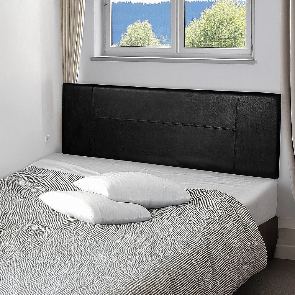 PU Leather Bed Headboard Bedhead Queen - Black - Bedroom