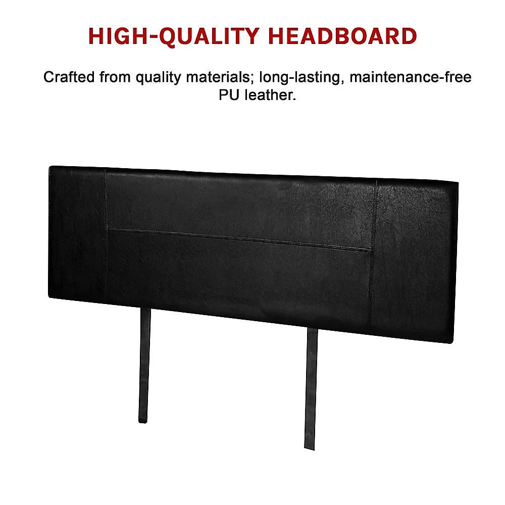 PU Leather Bed Headboard Bedhead Queen - Black - Bedroom