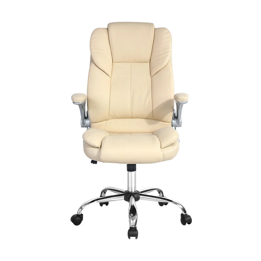 PU Leather Executive Office Desk Chair - Beige - Office
