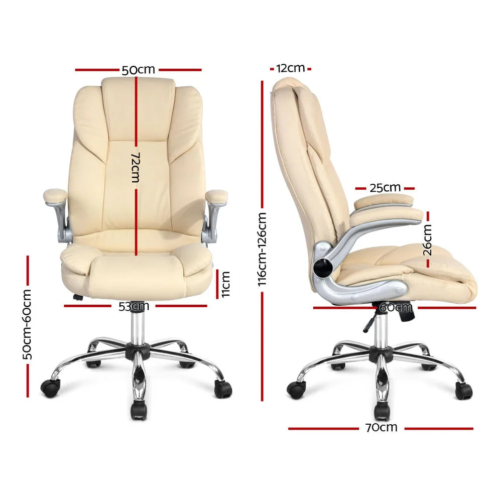 PU Leather Executive Office Desk Chair - Beige - Office