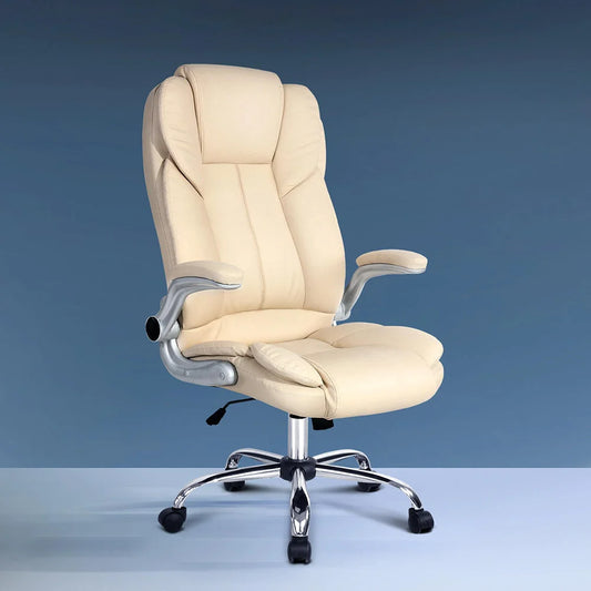PU Leather Executive Office Desk Chair - Beige - Office