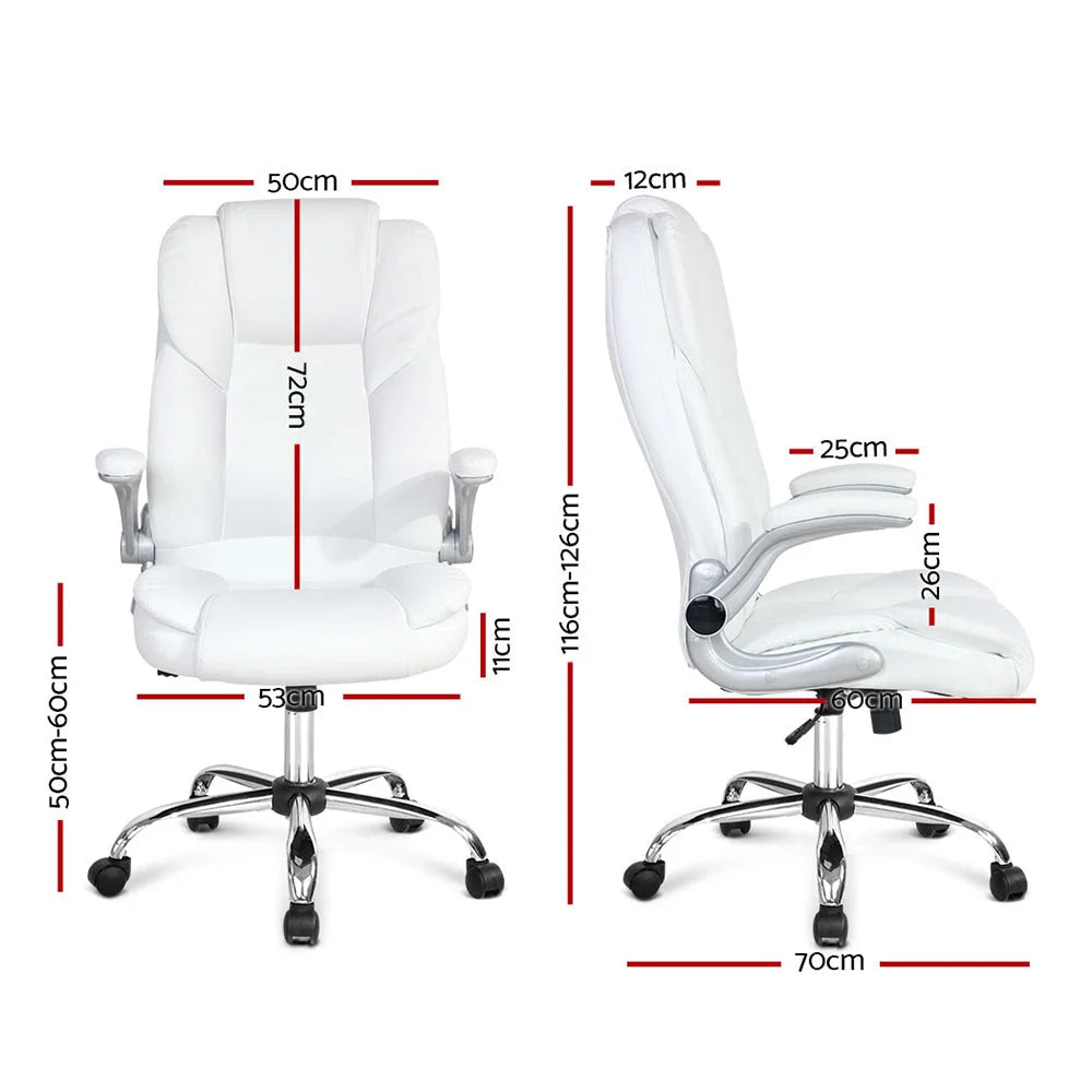 PU Leather Executive Office Desk Chair - White - Office