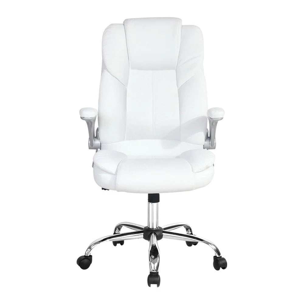 PU Leather Executive Office Desk Chair - White - Office