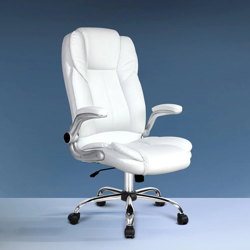 PU Leather Executive Office Desk Chair - White - Office