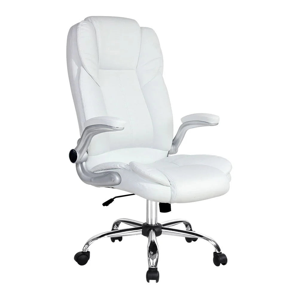 PU Leather Executive Office Desk Chair - White - Office