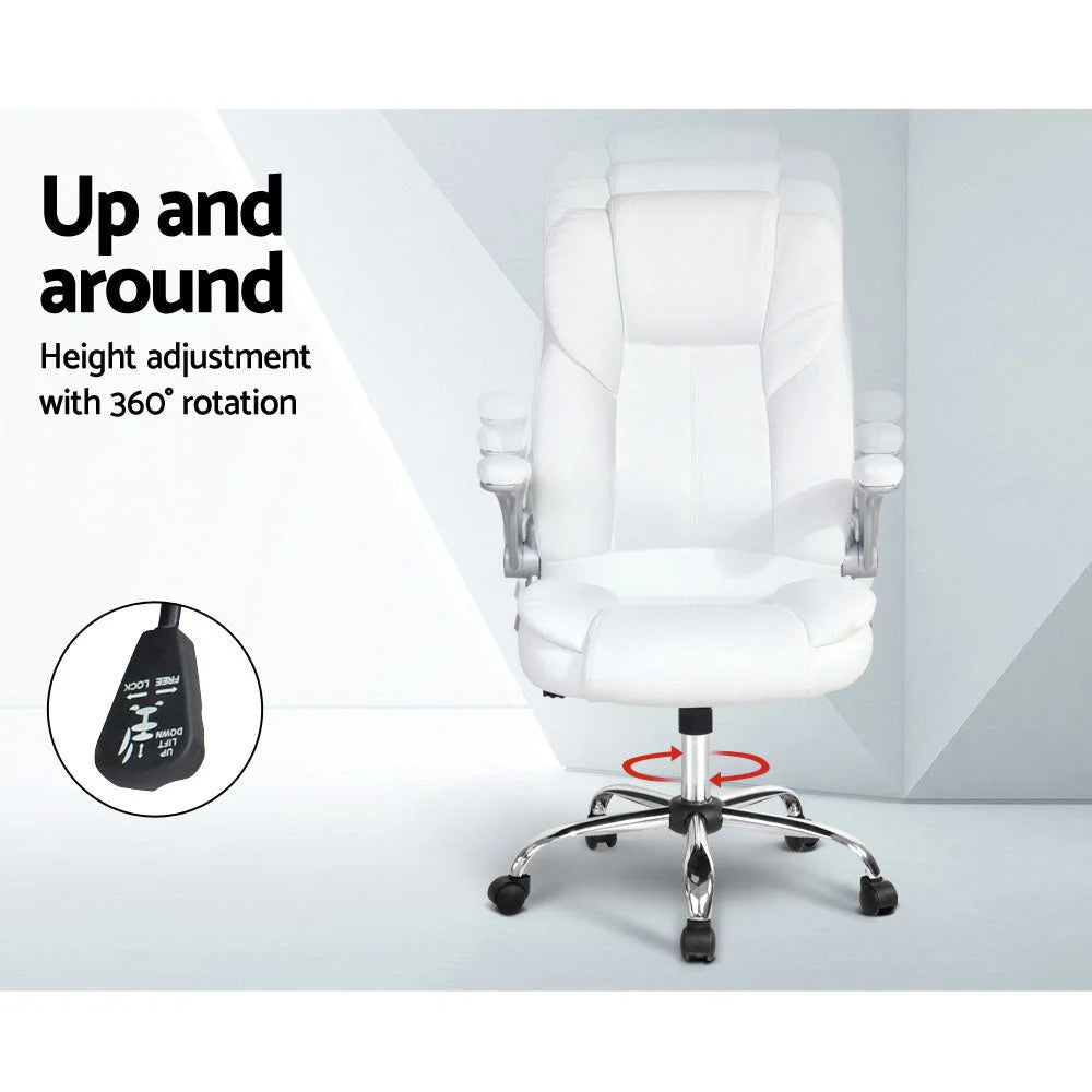PU Leather Executive Office Desk Chair - White - Office