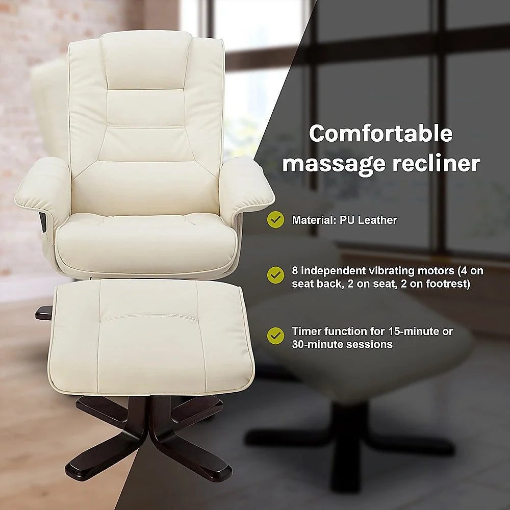 PU Leather Massage Chair Recliner Ottoman Lounge
