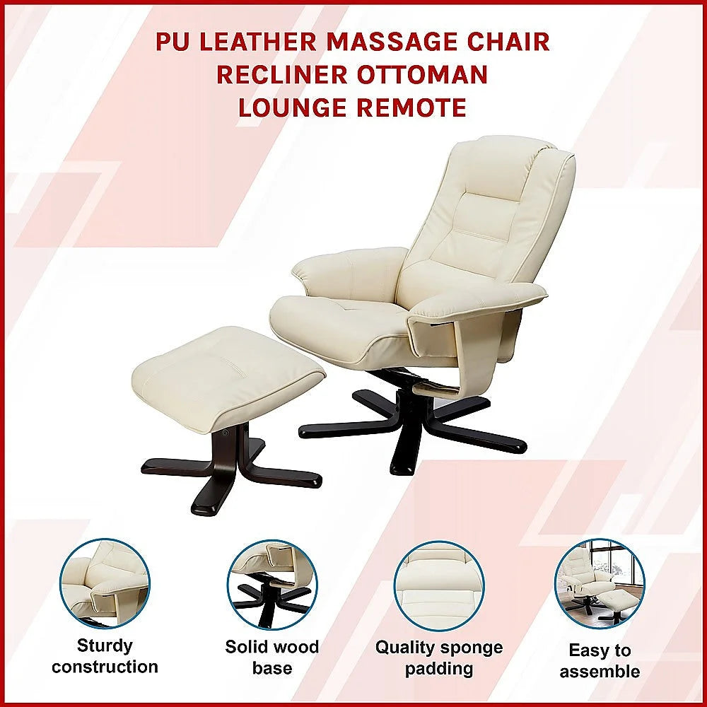 PU Leather Massage Chair Recliner Ottoman Lounge