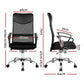Black leather office chair with hanging seat and stand supports