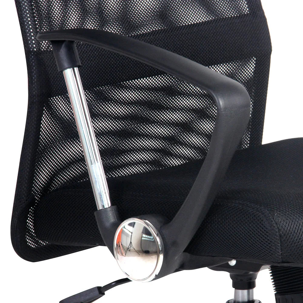 PU Leather Mesh High Back Office Chair - Black - Office