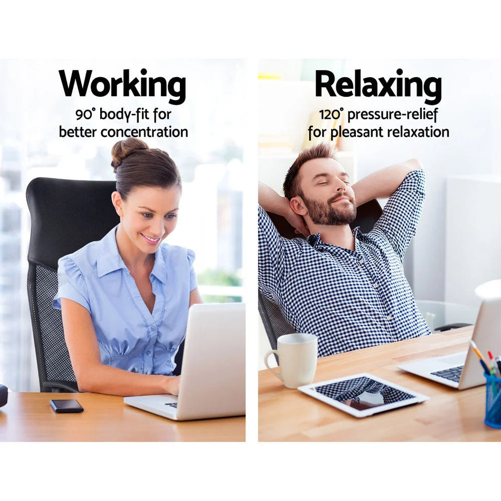 PU Leather Mesh High Back Office Chair - Black - Office