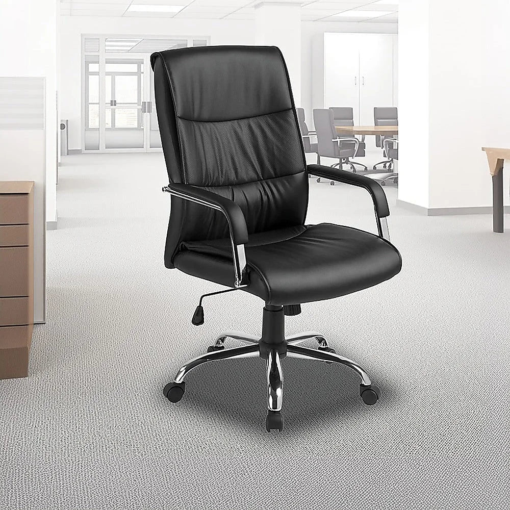 PU Leather Office Chair Executive Padded - Black - Office