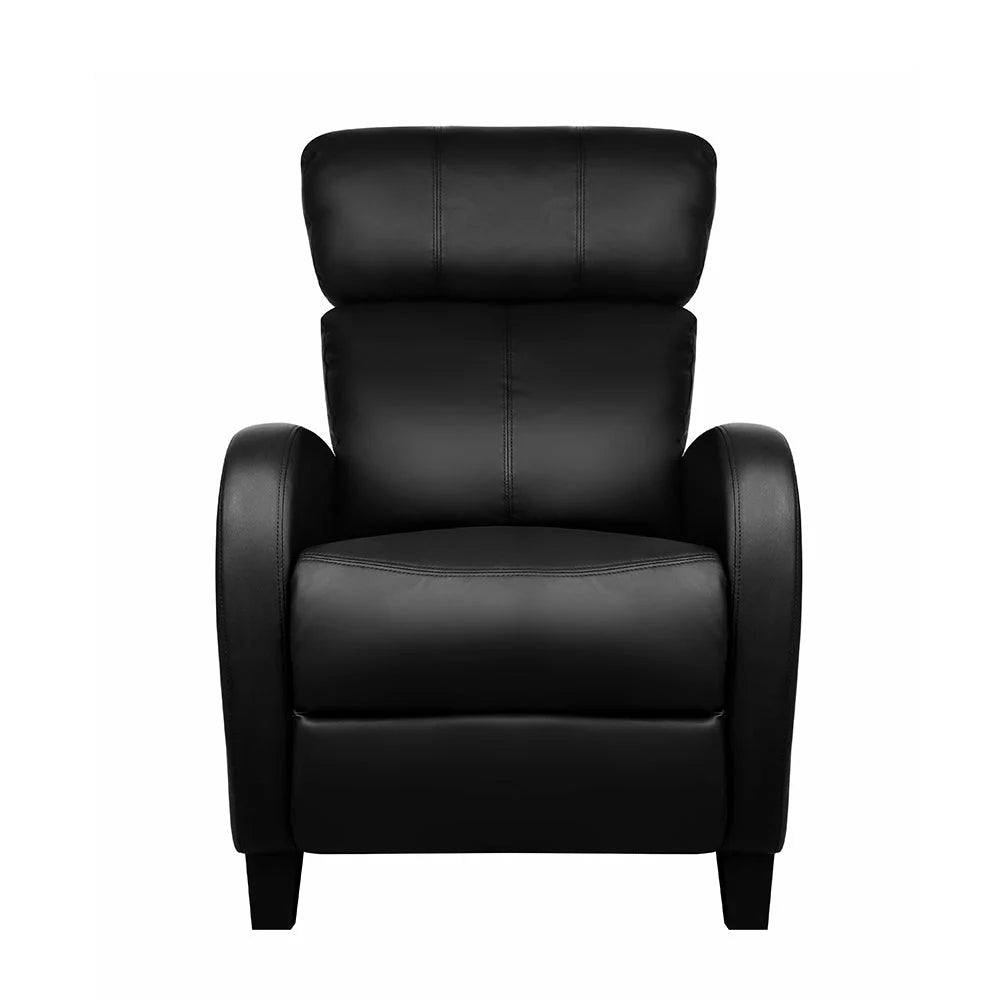 PU Leather Reclining Armchair - Black - Living Room