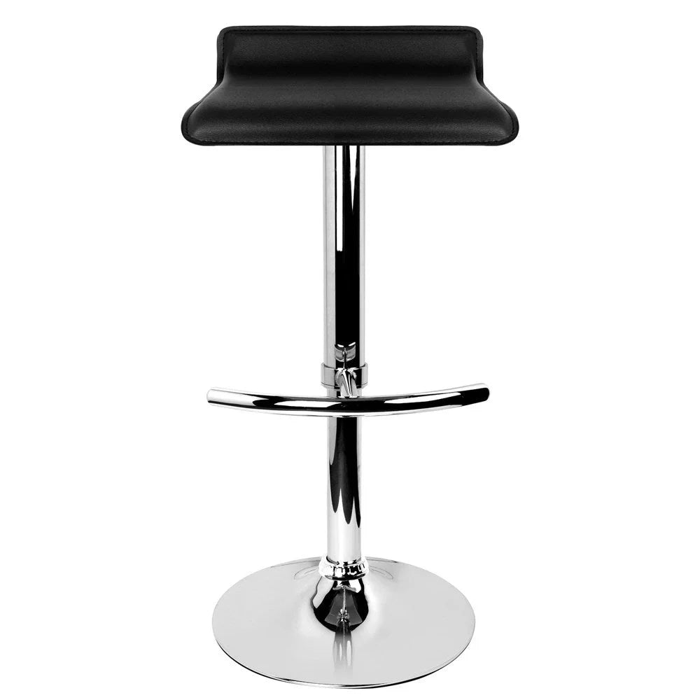 PU Leather Wave-Style Bar Stools (Set of 2) Black - Bar