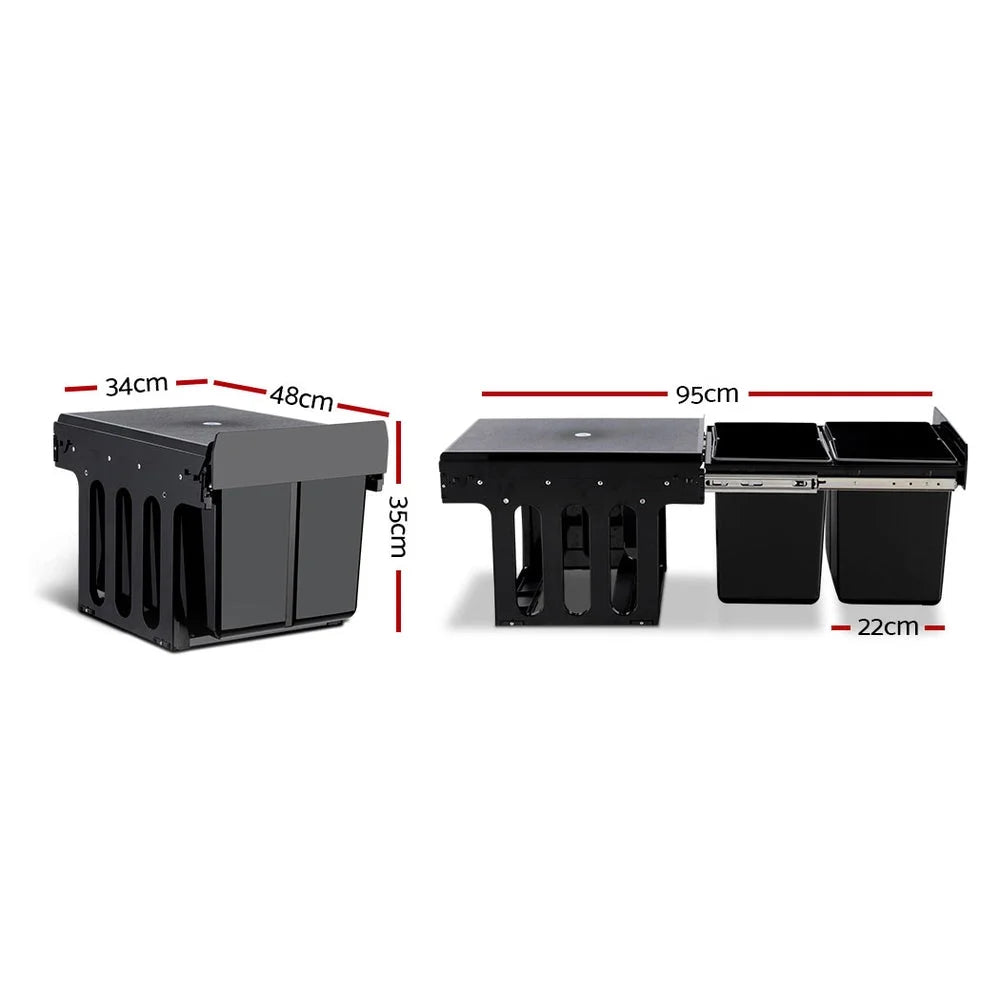 Pull‑Out Bin 15 L × 2 Black
