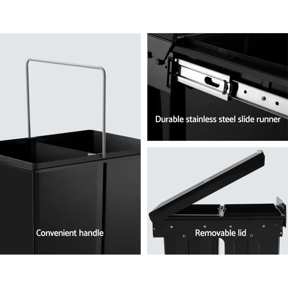 Pull‑Out Bin 15 L × 2 Black