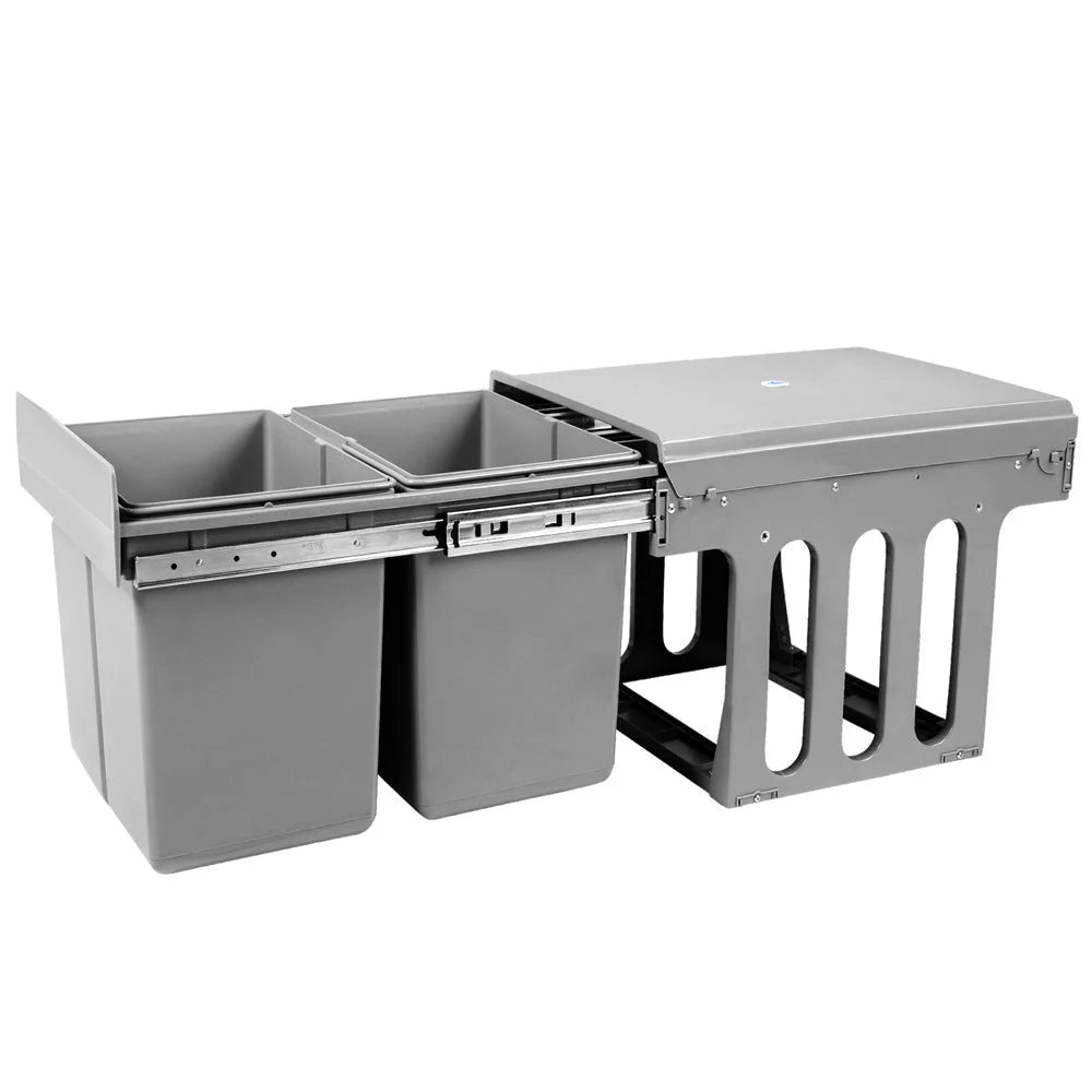 Pull Out Bin 15L x 2 Grey dual