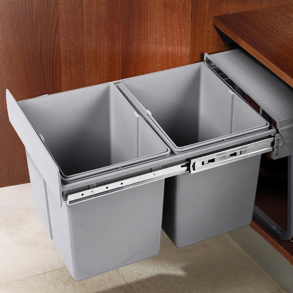 Pull-Out Bin 20L x 2 Grey - Kitchen Bins