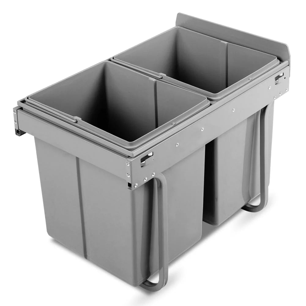 Pull-Out Bin 20L x 2 Grey - Kitchen Bins