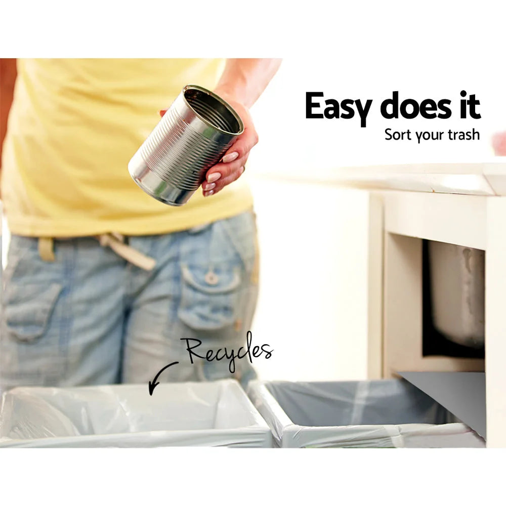 Pull-Out Bin 20L x 2 Grey - Kitchen Bins