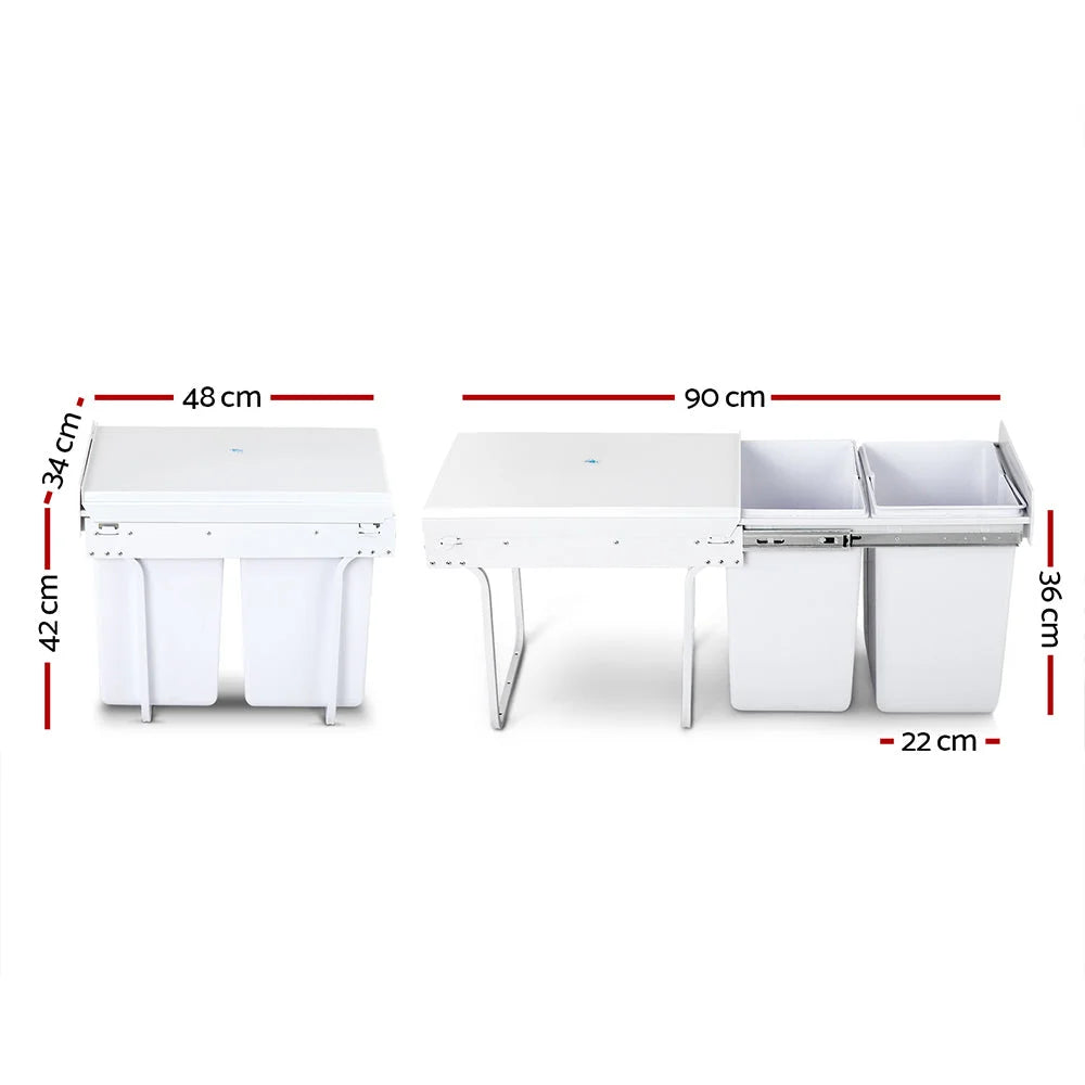 Pull-Out Bin 20L x 2 White