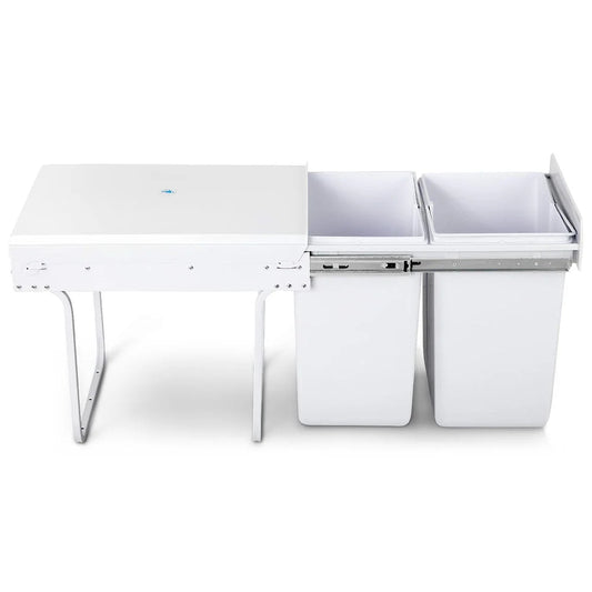 White 20l 2 pull out bin with dual