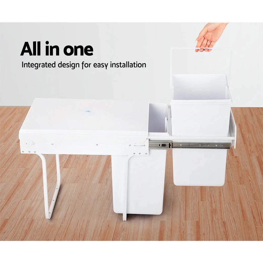 Pull-Out Bin 20L x 2 White