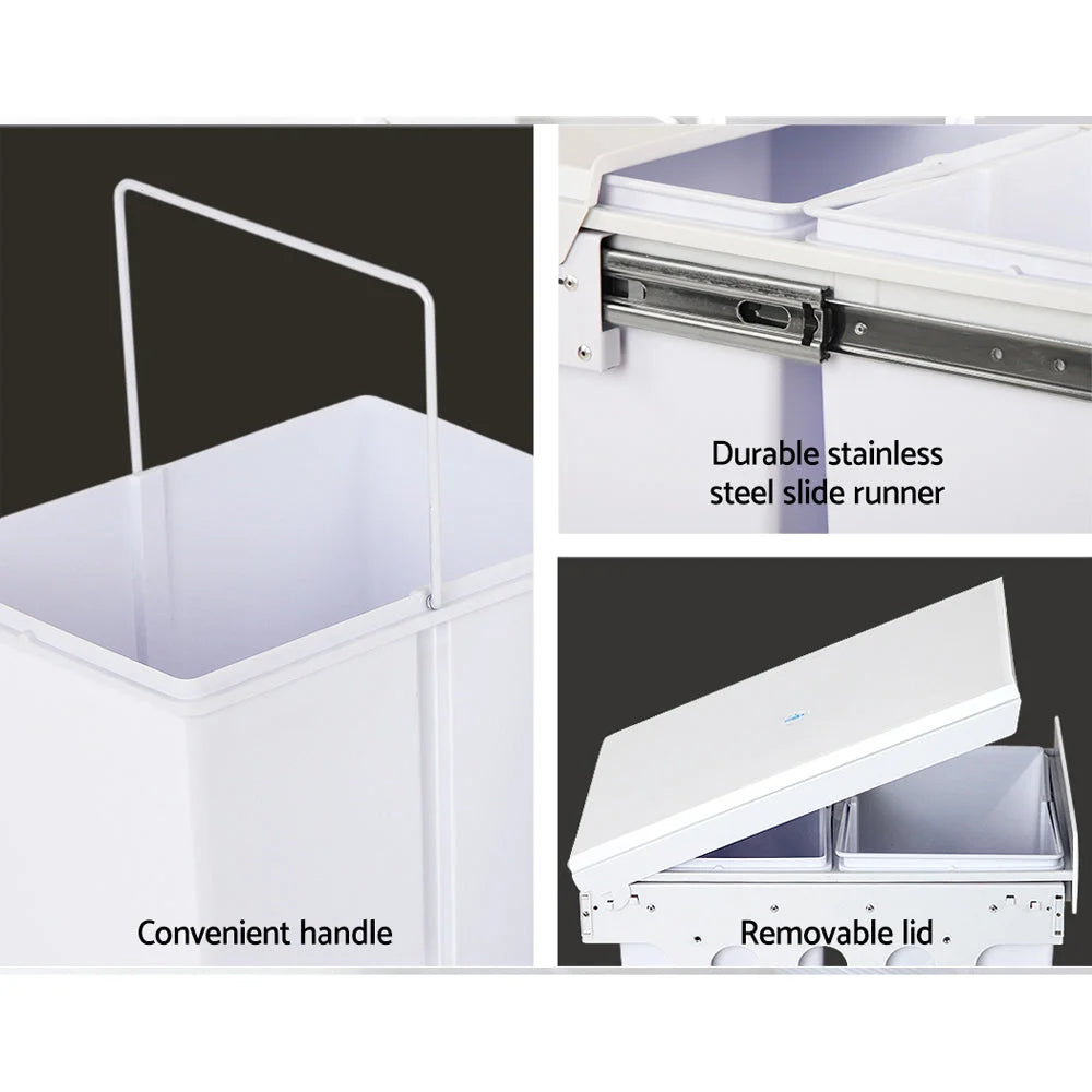 Pull Out Bin Set of 2 15L - White - Outdoor