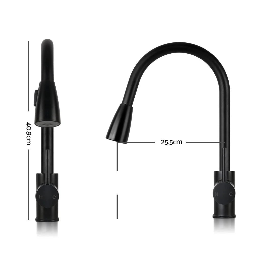 Pull-Out Mixer Faucet Tap Black - Cefito
