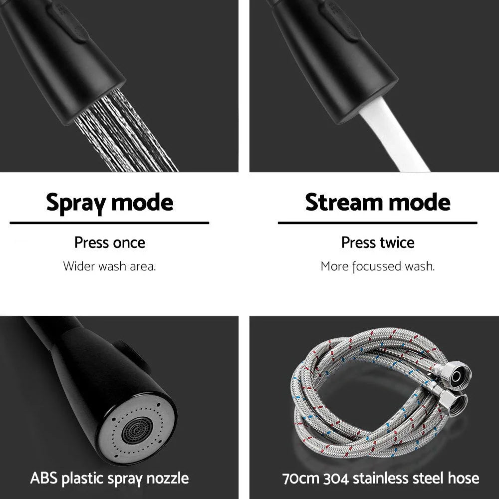 Pull-Out Mixer Faucet Tap Black - Cefito