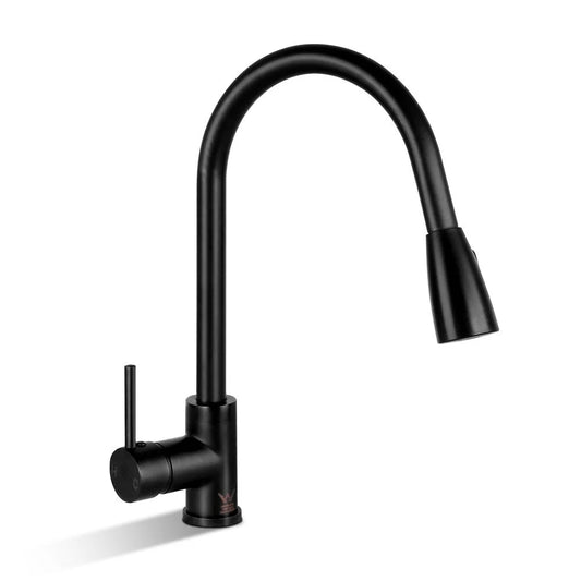 Black pull out mixer with caster wheels and side handle rail