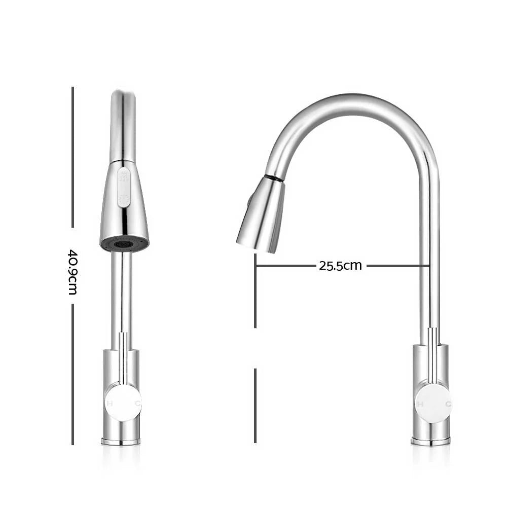 Pull-Out Mixer Faucet Tap Silver - Cefito
