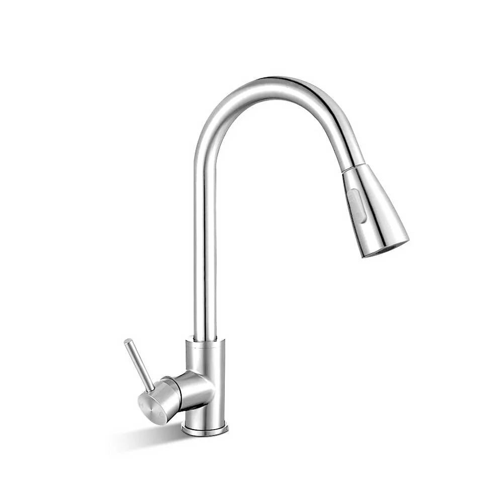 Pull-Out Mixer Faucet Tap Silver - Cefito