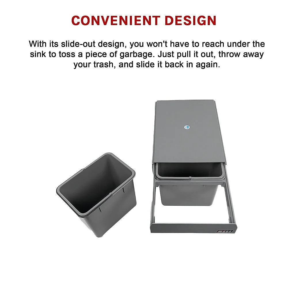 Pull Out Trash Bin Set of 2 15L Dual Kitchen Garbage Waste