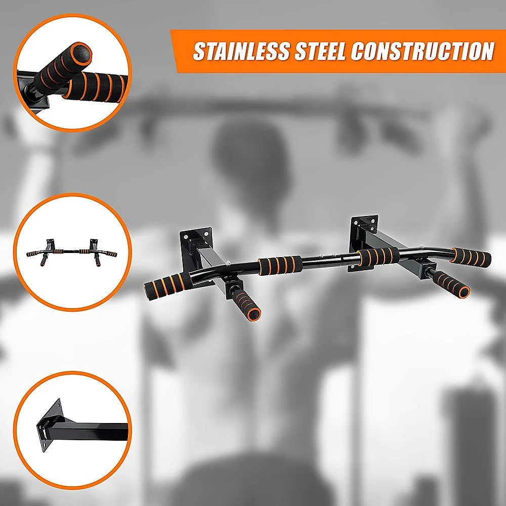 Pull up bar with useful parts and product scale